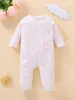 Baby Floral Print Lace Detal Footed Kombinezon Ona