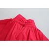Moda Kolsuz Büyük Papyon Bluzlar Kırmızı Peplum Zarif Bayanlar İnce Ruffles Hem Gömlek Tops 210421