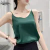 Seide Top Frauen V-Ausschnitt Weste Grundlegende Tank Tops Frau Sleeveless Cami Weibliche Weiße Satin Plus Größe Sommer Kleidung Mädchen 13694 210427