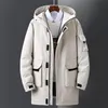 Fashion-Men's Down Parkas Jacket Men Vinter Tjock Varm Mid-Long Coats Hooded Casual Slim White Duck Windbreaker Skidåkning Överrock