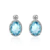 Pendientes ovalados de Topacio azul cielo Natural de 1,8 quilates con piedra natal, joyería fina de Plata de Ley 925 auténtica para mujer