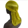Luxury Silky Durag Cap Cap Relds Heards с длинным хвостом Широкий ремешок 19 цветов растягивающиеся мягкие дюги для мужчин и женщин