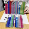 Glitter aquarel mobiele telefoon Case voor iPhone 12 11 Mini Pro Max XS XR 7 8 Plus SE 2 Rainbow TPU Achterkant Shell