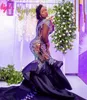 2021 Arabiic Arabic Aso Ebi Black Sexy Blaskowe sukienki balowe koronkowe kryształy syrena formalny impreza