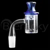 25mmOD abgeschrägter Rand Quarz Banger Rauchen mit UFO Glas Spinning Carb Cap 6mm Terp Perlen männlich weiblich Nägel für Bongs Dab Rigs Rohre