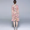 Elegancki Letni Granat Drukowana Dress Vintage Kobiety Kwiat Z Krótkim Rękawem Lace Up Sashes Holiday Boho Vestido 210529