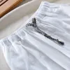Pantaloni da uomo 2021 Csaual Cotone E Lino Bianco Uomo Autunno Pantaloni Estivi Moda Calf-lunghezza Per Pantalones Broek