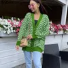 TAOVK Pull tricoté pour femmes Motif diamant Boutons à simple boutonnage Lâche Cardigan en tricot décontracté 211018