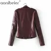 Printemps Automne En Cuir Manteau Femmes À Manches Longues Solide Slim Pu Vestes Europe Et Amérique Mode Dames Moto Casual Tops 210604