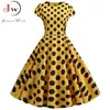 Mulheres Vestido Verão Vintage Impressão Floral Rockabilly Dress Robe Femme Sundress Vestidos Plus Size Bolka Dot Festa Vestido 210608