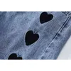 Женские короткие джинсы Летняя Широкая нога мода вышивка улица с высокой талией прямые брюки мама джинсовые брюки 2111129