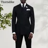 Thorndike Groomsmen Best Men Tuxedos,Big Peaked Lapel One Button Male Business Office Wear Suit,Custom Made 2 Pcs