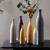 Nordic simple Ceramic Black Yellow Vase Room Decoration Home Salon Casa Flower pot Decorative vases Modern Vases decor 211215