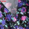 Tangada femmes fleurs violettes printemps robe col en v à manches longues dames taille arc mini robe Vestidos 2L06 210609