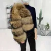 Natural Winter Real Raccoon Coat Plus Storlek Kläder Kvinnor Big Fluffy Fur Coats Style Jacket 211220