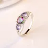 Heart Diamond Ring women Colorful gemstone engagement wedding rings fashion jewelry gift