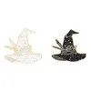 Pins, broscher hoSeng svart och vit häxa hatt tecknad brosch halloween gåva legering kreativ party emalj pin för lapel coat smycken hs_605