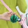 Keychains Natural Real Keychain Soft Little Watermelon Pendant Women Bag Charm Leather Strap Car Key Metal Ring Accessories SMAL22