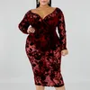 6xl plus size vestidos mulheres ver através de sexy v pescoço manga comprida midi noite noite noite fora clube vestes vestes para senhoras 210527