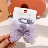 2 Pcs New Korea Fashion Children's Cute Crown BB Clip Sweet Girl Princess Beautiful Star Yarn Bow Duckbill Clip Hair Accessories