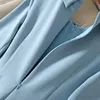 Runway moda mola manga comprida sólida vestido azul mulher roupas elegantes designers ocasional escritório robe femme festa festa 210601