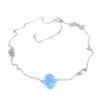 Collane con ciondolo 2022 Fashion 11x13mm Hamsa Opal con catena a maglie in argento sterling 925 OP06 Collana a mano blu