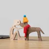 Humen and Dog Craft Figurine Desktop Table Ornament Wood Men Puppy Model Creative Home Office Decoration Gift Lovely Dropship