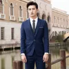 Costumes pour hommes Blazers 3 pièces Robe de mariée Fit pour les hommes Vestes + pantalon + Vest Blue Solid Homme Formel Taille de l'usure 4XL