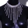 Kedjor Glaming Tassel Choker Rhinestone Halsband bröllop kristall kvinnor bling smycken på halsfesten kvinnlig kedja nacke charm gåva