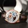 Armbanduhren JSDUN Business Lederband Männer Automatische Mechanische Armbanduhr Skeleton Retro Für Männliche Relogio Masculino233Z