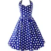 Frauen Polka Dot Kleid Sommer Hepburn 50er 60er Jahre Vintage A-Line Halter Rockabilly Retro Party es Vestidos 210510