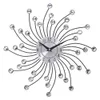 33cm Vintage Métal Cristal Sunburst Horloge murale de luxe Diamant 3D Grande horloge murale Morden Da Parete Horloge Design Home Decor 210929