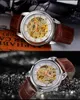 Men's watch, simple, automatic movement, large dial, leather strap, alloy case, reinforced glass, fashionable, elegant, romantic, night light, butterfly clasp, transparent