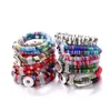 Exotisches geflochtenes Lederarmband im böhmischen Stil, zwei Schichten, bunt gewebte Armbänder, Noosa-Druckknopf, DIY-Schmuck für Frauen, 14 Farben