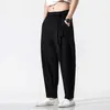 Plus size M-7XL Men's cotton linen pants,Man Jogger Pants Harem Trouser Big size Chinese Baggy Pants black gray white khaki pant X0723