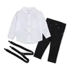 Conjunto de roupas para meninos Rorychen Outono criança crianças meninos roupas terno preto camisa + macacão 2 peças conjuntos de roupas criança menino pano 85 Z2