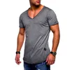 Os tops dos homens t-shirt chegaram profundo V Neck Manga Curta Homens Camiseta Slim Fit T-shirt Homens Skinny Casual Verão Tshirt Camisetas Tamanho 3xl G1222