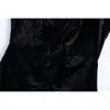 Sexy Women Black Velvet Dresses Fashion Ladies V-Neck Strap A-Line Dress Sweet Female Chic Draped Backless Vestidos 210427