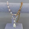 Ying Natural White Rice Freshwater Pearl Chain Halsband Sea Shell Pearl Pendant 20 x0707
