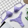 Women's Swimwear 2021 Sexy Push Up Bikini Sets Solid Color Low-cut Ladies Beach Swimsuits Biquini Bathing Suit Summer