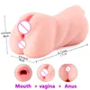 Vagina artificiale a tre canali per uomini Masturbatore Sex Toys Figa tascabile in silicone Orale artificiale 3D pompino Sextoy for Male X0320