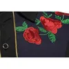 Stijlvolle Rose Bloem Borduurwerk Western Shirt Mannen Slanke Fit Casual Lange Mouwen Heren Heren Bruiloft Festival Camisa Masculina 210522