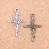 75st Antik Silver Bronze Plated Cross Flower Branch Charms Pendant DIY Halsband Armband Bangle Findings 35 * 23mm