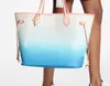 디자이너 핸드백 여성 가방 여성 토트 품질의 가죽 그라디언트 2021 새로운 도착 32cm 쇼핑 어깨 가방 여름 가방 패션