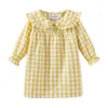 Mudkingdom Ruffle Collar Girls Nightgowns Plaid Long Sleeve Toddler Pajamas Dress Peter Pan Cute Sleep Shirts Girl Homewear 211109