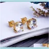 Back Findings & Components Jewelry8Mm Hip Hop Stud Earrings Sier Gold Plated Cz Earring Mens Womens Earing Ear Ring Women Men Designer Earin