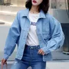 Casual Long Sleeve Ladies Tops Batwing Coat Women Jacket Loose Denim Single Breasted Pockets s 7119 50 210521