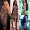 Dames Jumpsuits Rompertjes Lugentolo Dames Jumpsuit Sexy Wrapped Chest Print Leopard Tiger Patroon Lange Bell Sleeve Casual Strak Moet