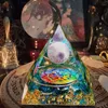 Sfera di cristallo ametista fatta a mano Piramide di orgone Rame Quarzo blu EMF Protezione Energia Orgonite 210607