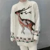 Wysokiej Jakości Christmas Deer Dzianiny Kobiety Swetry Jesień Zima Koreański Jumper Luźne Oversize Swetry Pull Femme 210514